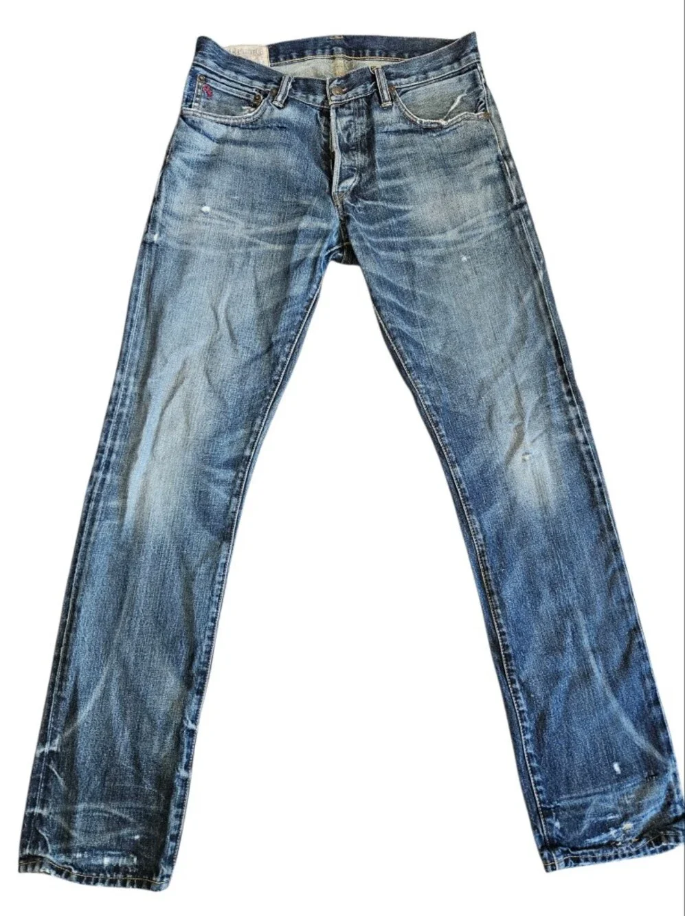 Polo Ralph Lauren Men's Varick Slim Jeans 33x34 Distressed Faded Thrashed Grunge